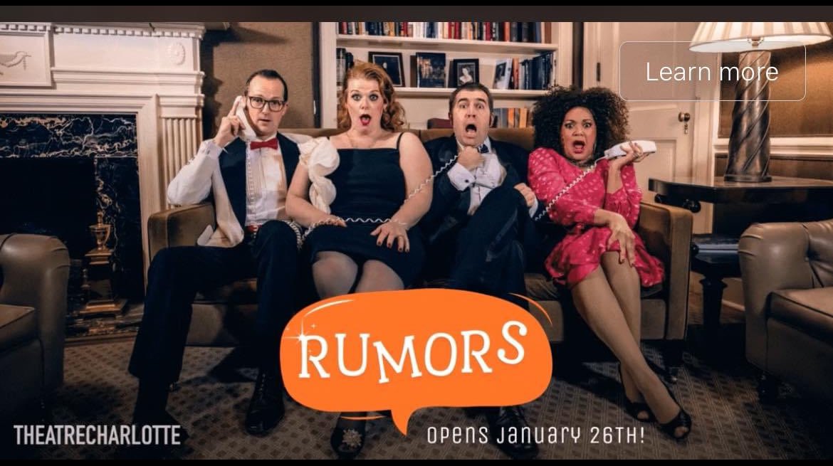 QCPrice's tweet photo. To my Charlotte friends on #CLTtwitter Come support live theater! We (that’s me on the left) open Rumors this Friday and run three weekends at @TheatreChar on Queens Rd. Get tickets here: https://t.co/rYqu3Z0ni0 https://t.co/JvvUXAjwhi