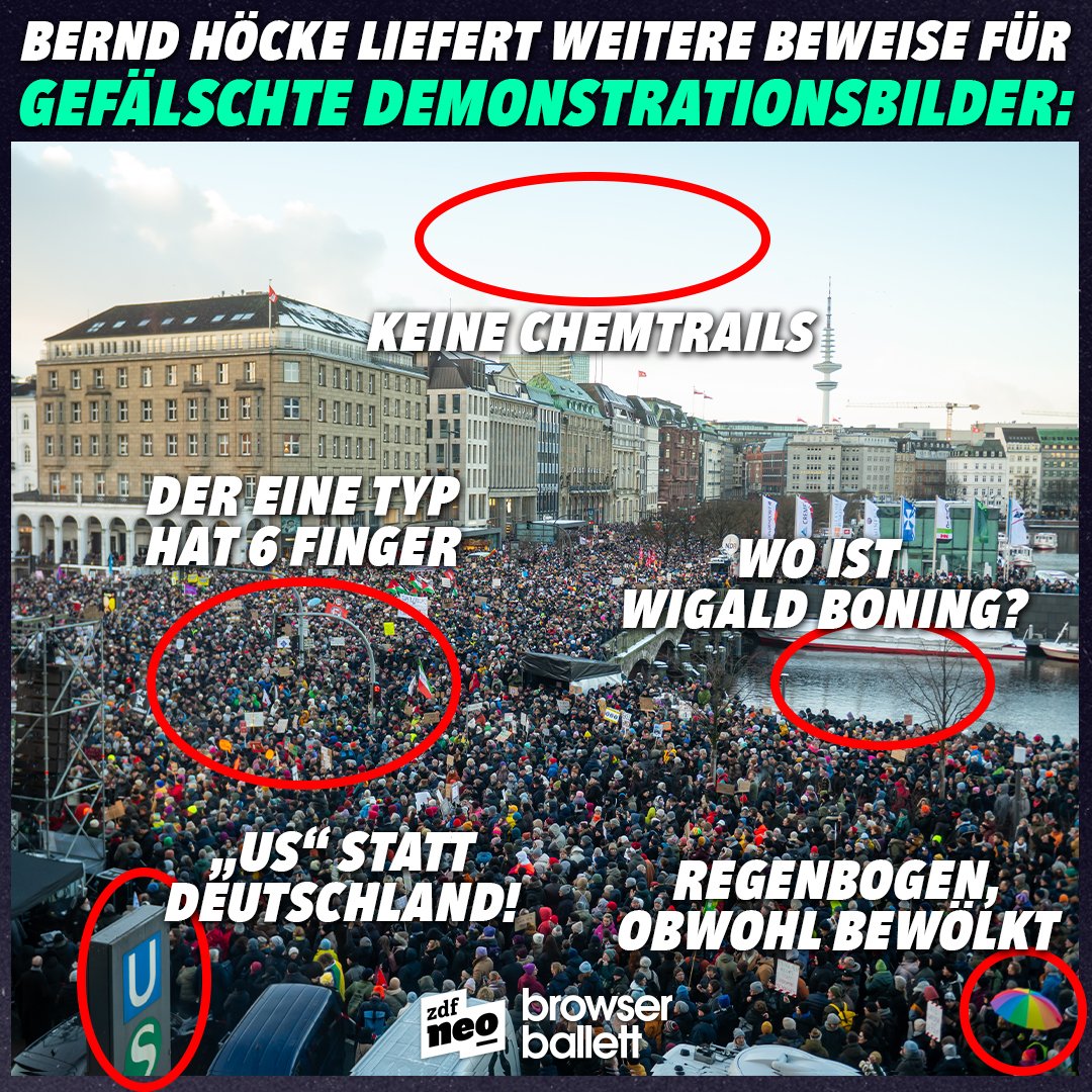 Die Personen auf dem Bild sind nur 1cm groß. So klein sind Menschen in echt gar nicht!!!

#DeutschlandStehtAuf #wirsindmehr #DemoGegenRechts