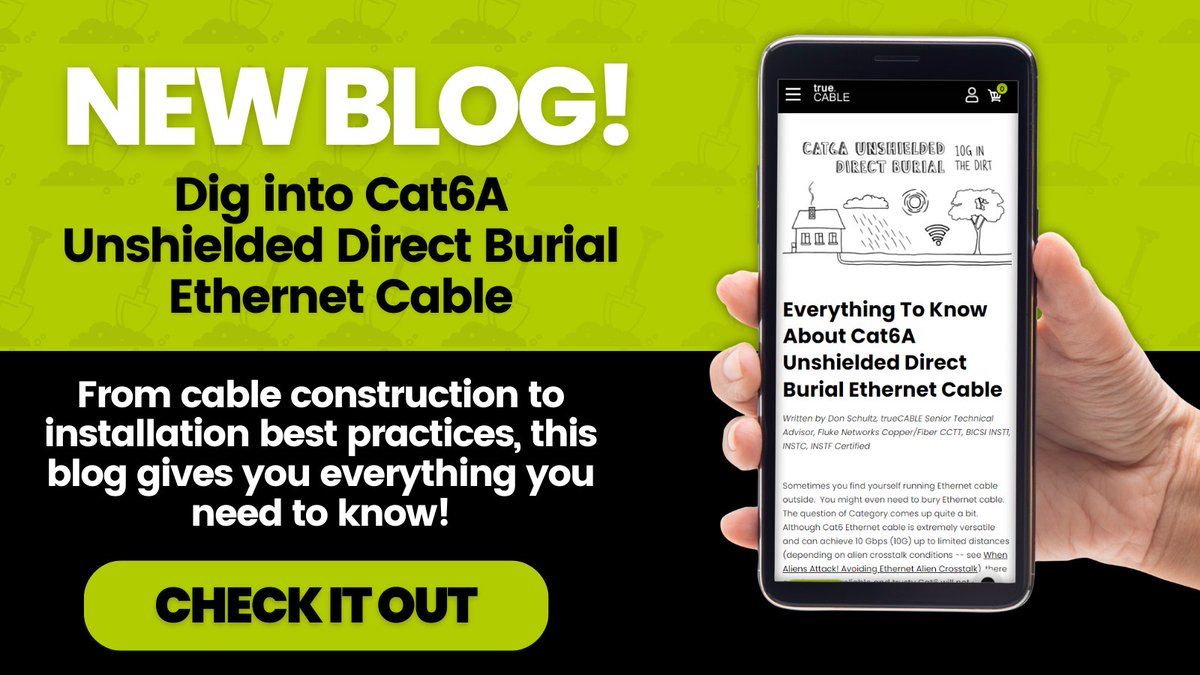 trueCABLEinc's tweet photo. Dig into Cat6A unshielded direct burial #Ethernet cable – your ticket to 10Gbps networks without bulk or cost. Explore installation, construction, and long-term performance in our latest blog!

Ready to elevate your network game? Click to read more! 
 https://t.co/hiuffw6DAR https://t.co/CwPBOzhXoO