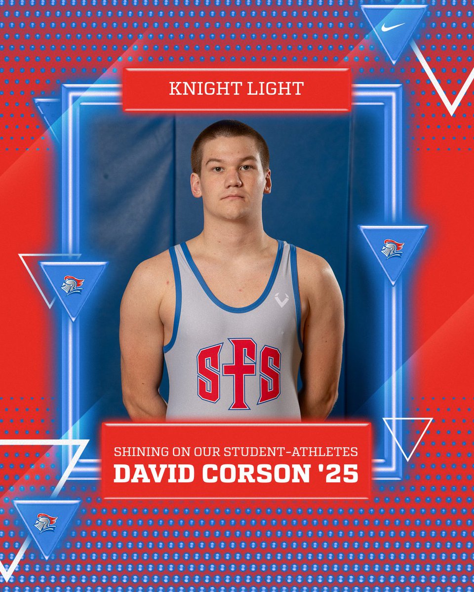 SFSAthletics's tweet photo. ‼️ KNIGHT LIGHT ‼️

Congratulations to Junior Wrestler David Corson for earning our "Knight Light" honors!

David went 5-0 at the Chuck Forward Archbold Duals this past weekend. He helped lead the Knights to a 48-18 team victory over Edgerton!

#GoKnights https://t.co/tHcrMlkBae