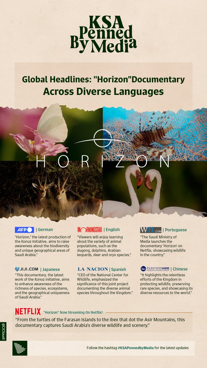 #Horizon documentary launch grabs global spotlight! Headlines in many languages such as Portuguese, Spanish, Japanese, and Chinese. #KSAPennedbyMedia