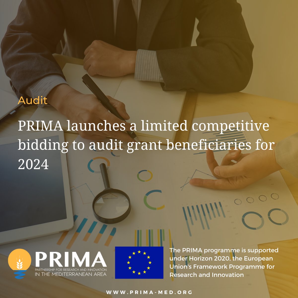PrimaProgram's tweet image. 🚀 PRIMA is launching a limited competitive bidding to audit grant beneficiaries for 2024.  
Companies interested in participating, submit your offers by February 15, 2024.  
More information: prima-med.org/prima-launches…… #PRIMA2024 #BiddingOpportunity