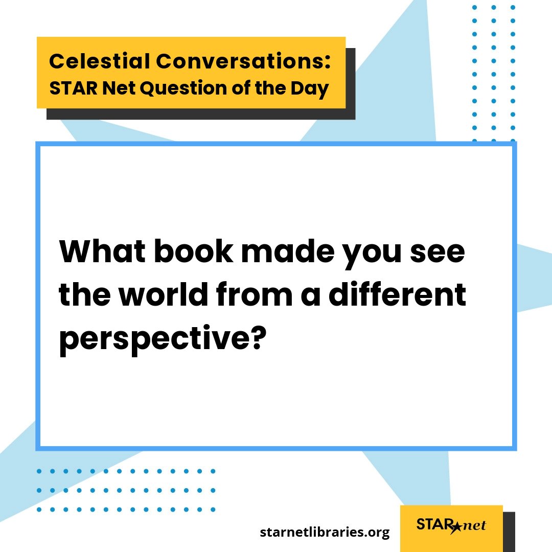 STARNet_Project's tweet image. Books are windows into other worlds.
What book made you see the world from a different perspective?
#CelestialConversations #STARNet #STEMinlib