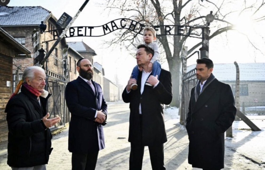 Elon Musk visiting Auschwitz today with Ben Shapiro