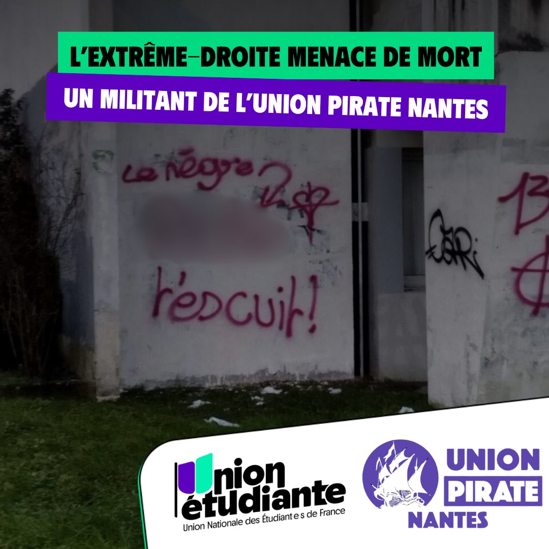 unionetudiante_'s tweet photo. 🔴 L'un de nos militant est menacé de mort par l'extrême droite, après l'avoir tabassé en novembre parce que syndicaliste et racisé.
Nous lui transmettons notre soutien plein et entier. https://t.co/LK8jjrdL5F