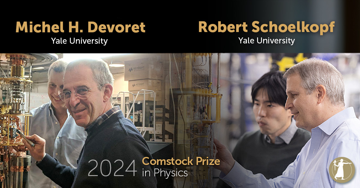 National Academy of Sciences (@thenasciences) on Twitter photo #NASmembers Michel H. Devoret and Robert Schoelkopf of <a href="/Yale/">Yale University</a> are the recipients of the 2024 Comstock Prize in Physics! They are being honored for their foundational work in quantum science. Read more: bit.ly/comstock-prize⦠#NASaward #physics #quantum #NASmembers Michel H. Devoret and Robert Schoelkopf of <a href="/Yale/">Yale University</a> are the recipients of the 2024 Comstock Prize in Physics! They are being honored for their foundational work in quantum science. Read more: bit.ly/comstock-prize⦠#NASaward #physics #quantum