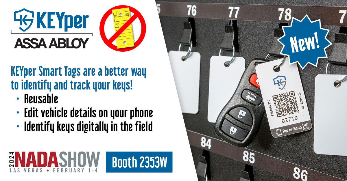 KEYperSystems's tweet image. Save time and money with our KEYper Smart Tag. Stop using hand written, non-reusable stock tags. 🚫

Come see them at @NADAExpo 2024 in @KEYperSystems Booth 2353W.

 #smarttag #automotivedealers #automotive #keymanagement