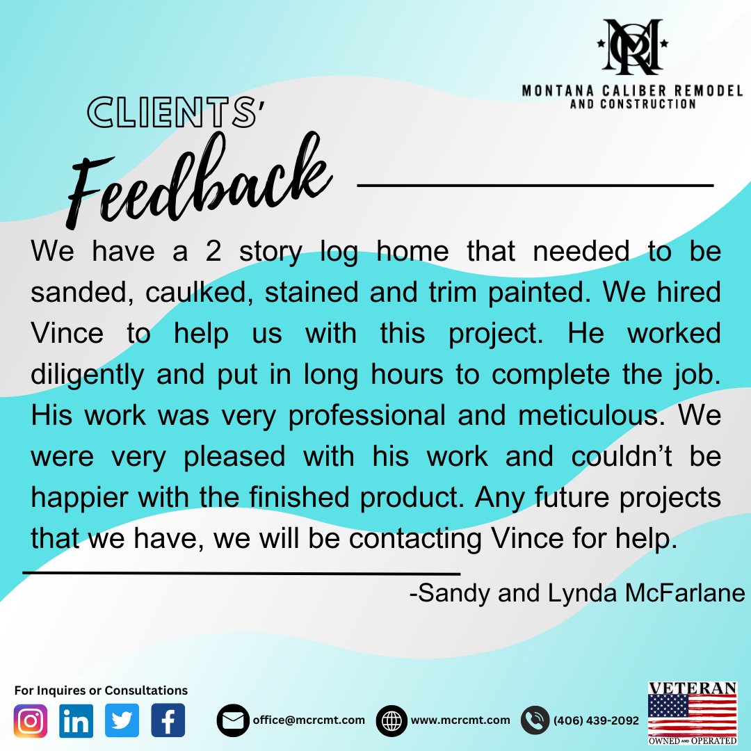 mcrcmt's tweet image. Customer feedback: the compass guiding us toward excellence. Your thoughts shape our commitment to continuous improvement and exceptional service. Thank you for trusting us! 
#CraftingDreamSpaces #Remodel #Montana #MCR #Montana #construction #mcr #highlights #feedbackmatters
