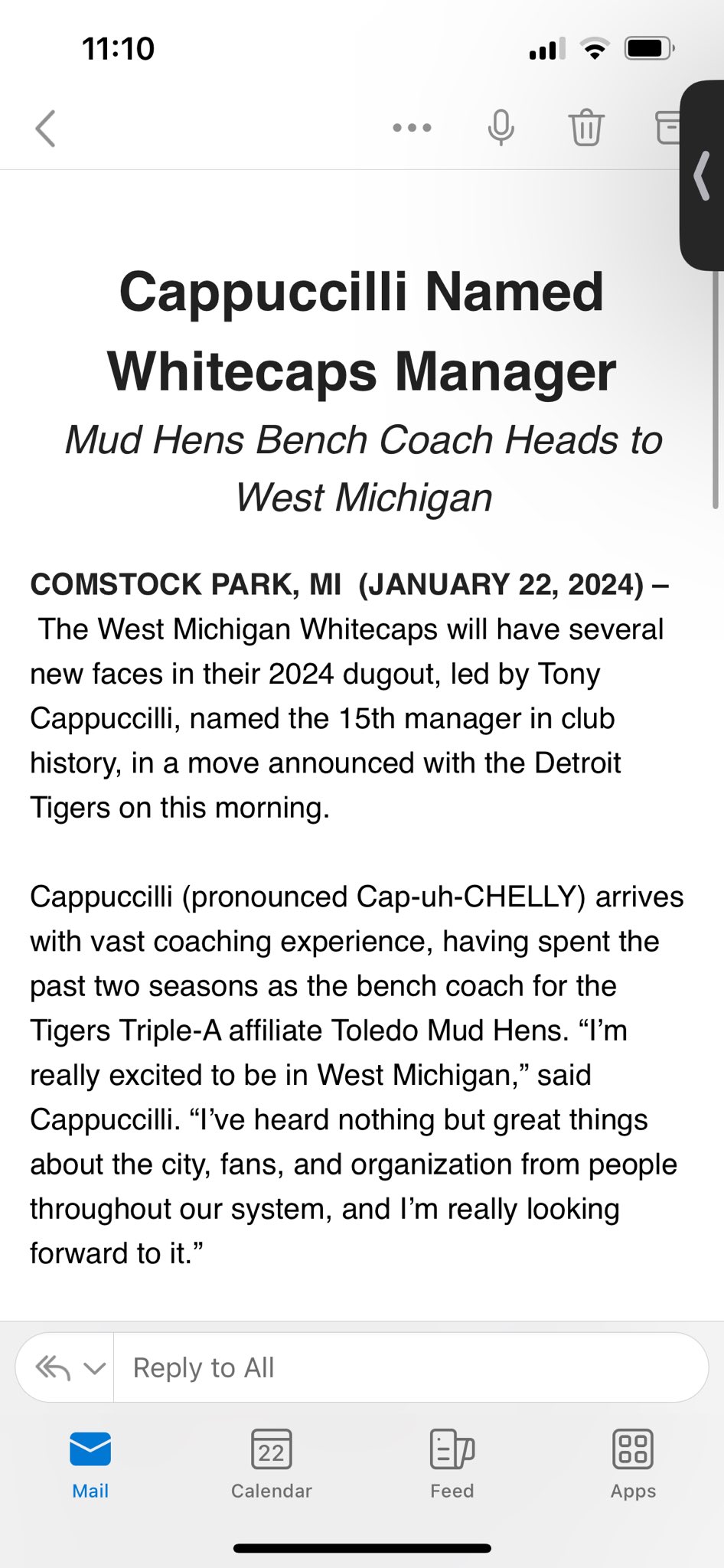Mudhens Opening Day 2024 Calendar Dorey