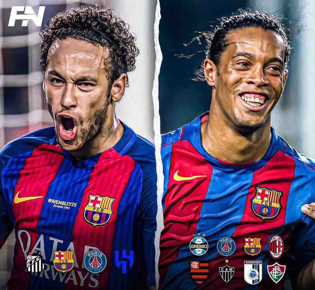 OficialSala12's tweet photo. Neymar x Ronaldinho na carreira:

🏟️ Jogos: 717 x 796
⚽ Gols: 439 x 299
🅰️ Assistências: 255 x 194
🏆 Títulos: 32 x 18

🎯 Participações: 694 x 493
📈 Média de G/A: 0,96 x 0,61

🥇 Melhor do Mundo: 0 x 2
🇧🇷 Copa do Mundo: 0 x 1
🥇 Prêmios: 56 x 44 https://t.co/rIS4s5TVzI
