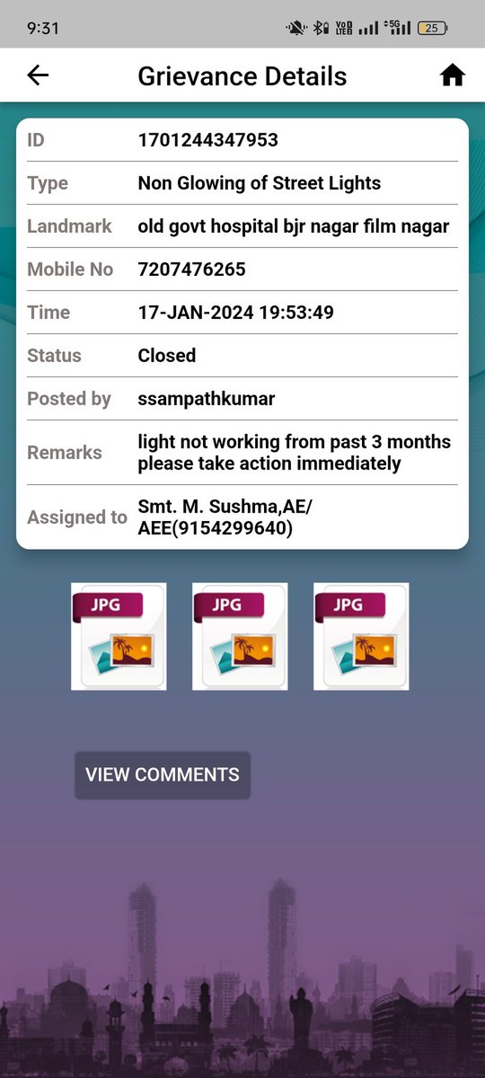 SampthSunvalli's tweet photo. Respected sir @GHMCOnline @GadwalvijayaTRS @NagenderDanam  sir I filled an complaint for non glowing Street light but no one taking action.             So I kindly request you to please take action immediately aged people facing lot of problems . https://t.co/bkaVL5v4oB