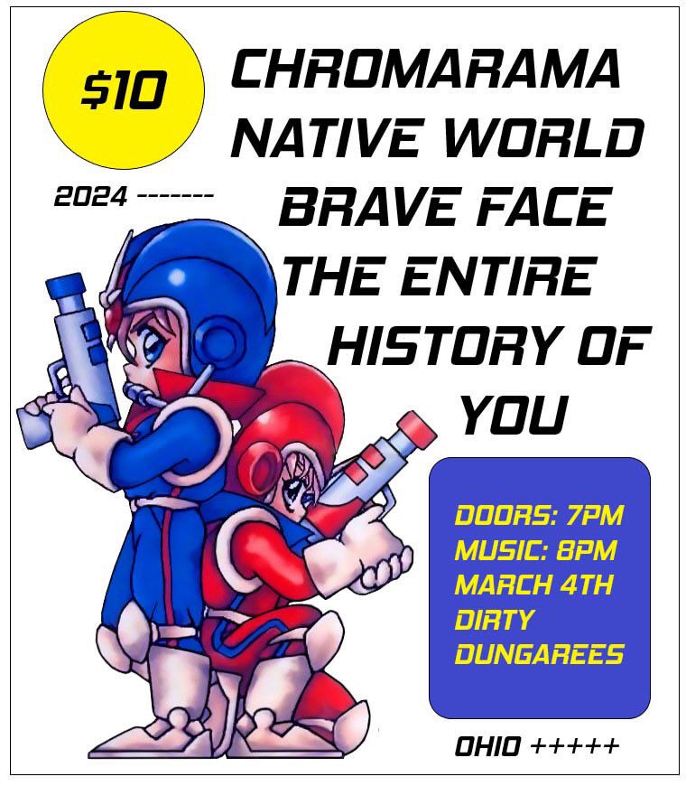 Haters will say it’s fake, but it’s true. We’re back at <a href="/dirtydungarees/">Official</a> on March 4th with <a href="/chromarama/">Chromarama</a> <a href="/nativeworldband/">Native World</a> and <a href="/bravefaceoh/">brave face</a> ! 🖤