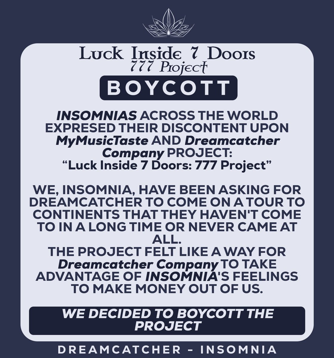 deukaertan's tweet photo. don't buy it.
#드림캐쳐 #Dreamcatcher @DC_FANSTAFF #boycottmmt https://t.co/jDb0zoW8iG