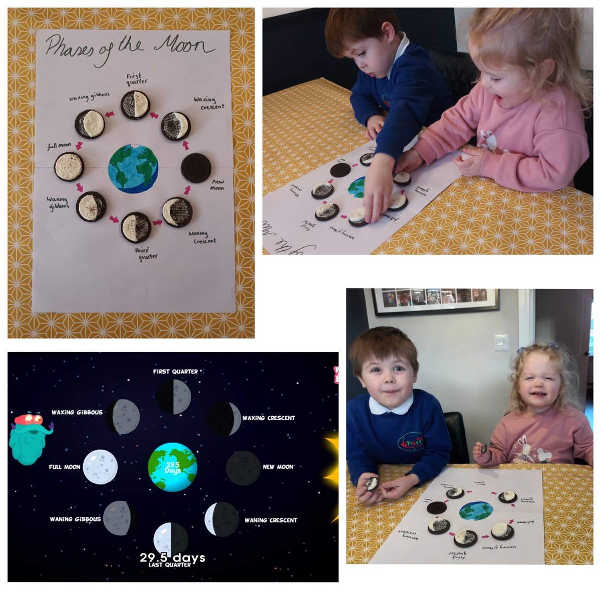 MrsB975's tweet photo. We looked at moon phases after school today, using Oreo biscuits to help us. Who knew learning could be so tasty?! @TeamBeesFS2 https://t.co/kWt4sCys4S