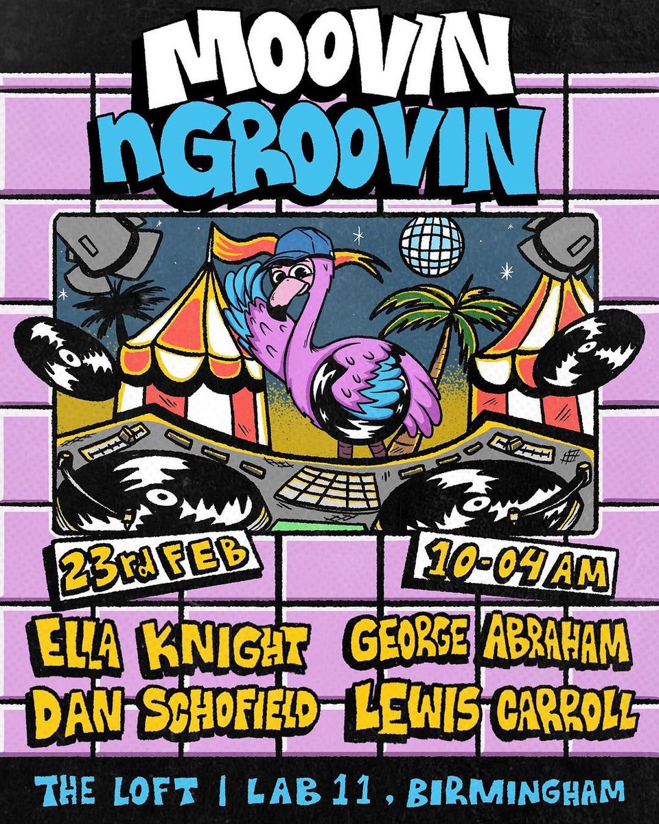 For their 2024 opening party - Moovin n Groovin strip things back, as they take over the LAB11 Loft. 🦩 Ella Knight joins them on headline duties, bringing her eclectic mix of House, Jazz, Soul & Garage into the Loft alongside their usual crew. 🏡 🎺 🔊 skiddle.com/whats-on/Birmi…