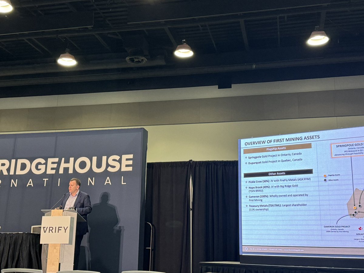 FirstMining's tweet photo. CEO Dan Wilton presenting at the Vancouver Resource Investment Conference! Come find us at booth 218 at the Vancouver Convention Centre today! $FF #gold #FFOMO https://t.co/R3XTXBekhg
