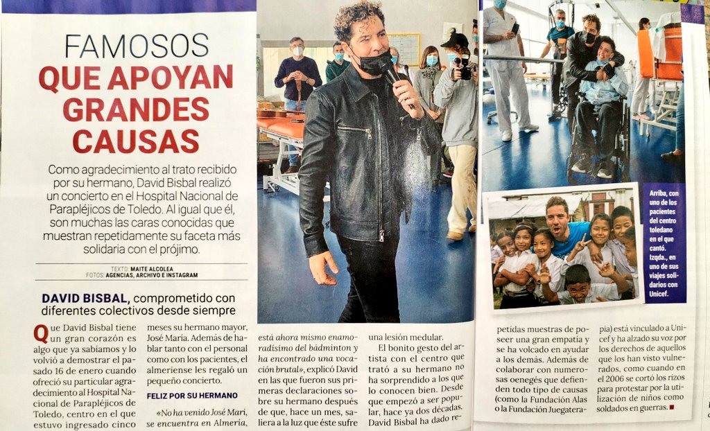 anamari_db's tweet photo. Nuestro @davidbisbal siempre ha sido un artista muy solidario. Así fue su visita al @HNParaplejicos! Scan #RevistaPronto https://t.co/spcotsZz3A