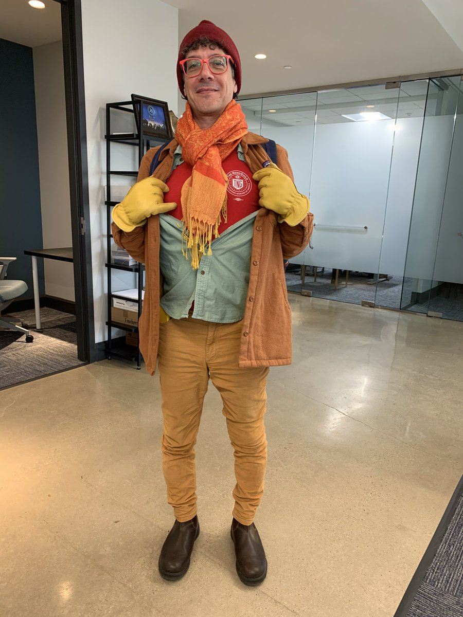 whatisnicholas's tweet photo. Nicholas is wearing a gas station beanie, @wellslamontind gloves, a pashmina &amp; silk scarf , @patagonia shacket, @BlundstoneUS sheepskin-lined boots, Patagonia socks, @ToadandCo corduroys, @ModernAmusement button-down, and @MediaGuildWest tee (union-made, of course). https://t.co/lpcHHz18i1