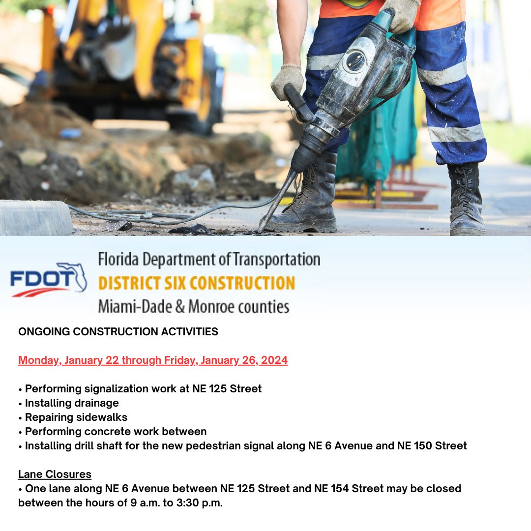 We want to keep you informed about ongoing infrastructure improvements in our area. From Monday, January 22 through Friday, January 26, 2024.