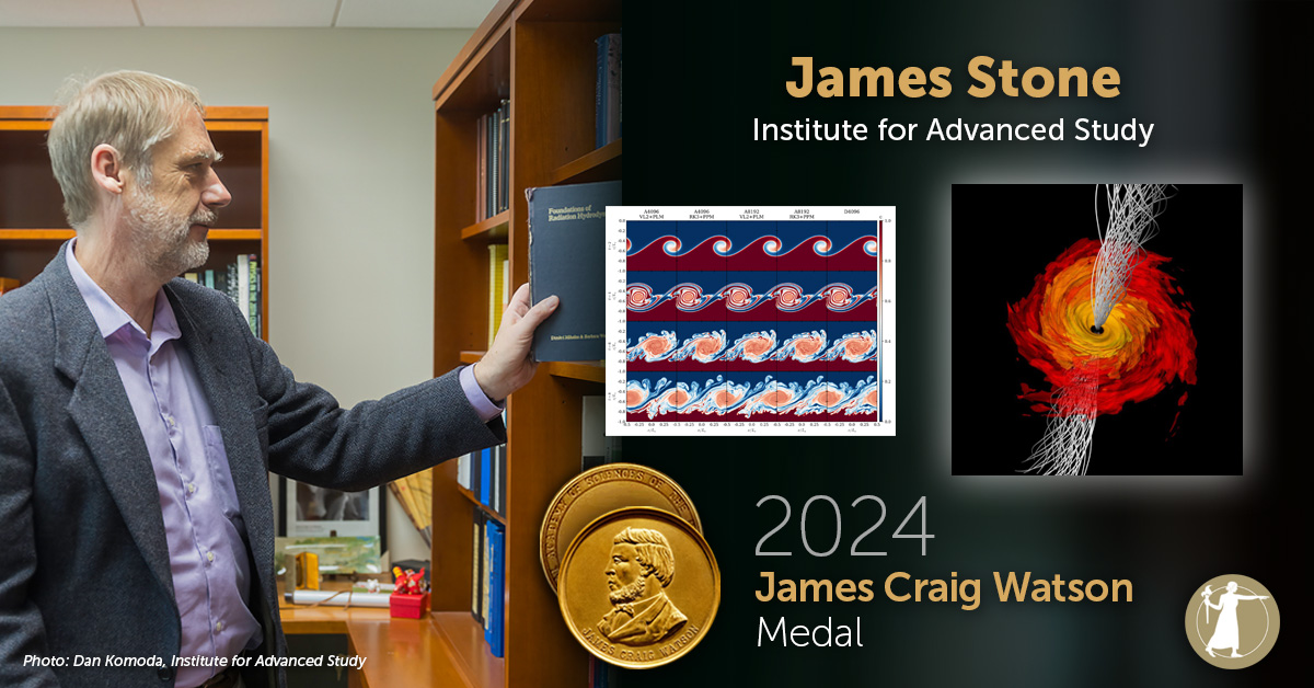 We are honoring #NASmember James Stone of <a href="/the_IAS/">Institute for Advanced Study (IAS)</a> with the 2024 James Craig Watson Medal for his leading contributions to computational astrophysics. Congratulations! Read about his achievements: bit.ly/watson-medal-2… #NASaward #astrophysics #astronomy