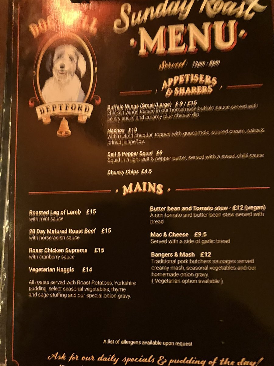 JaneCanDoSE4's tweet photo. Delicious Sunday Roast at the fab @thedogandbell in Deptford-they still have their fantastic Xmas decorations💡🌟💡🌟up-catch them for the next 10 days as being taken down on 2nd Feb which is Candlemas (40 days after Xmas) #PopDown #EatDrinkLocal https://t.co/QFcro9VlGW