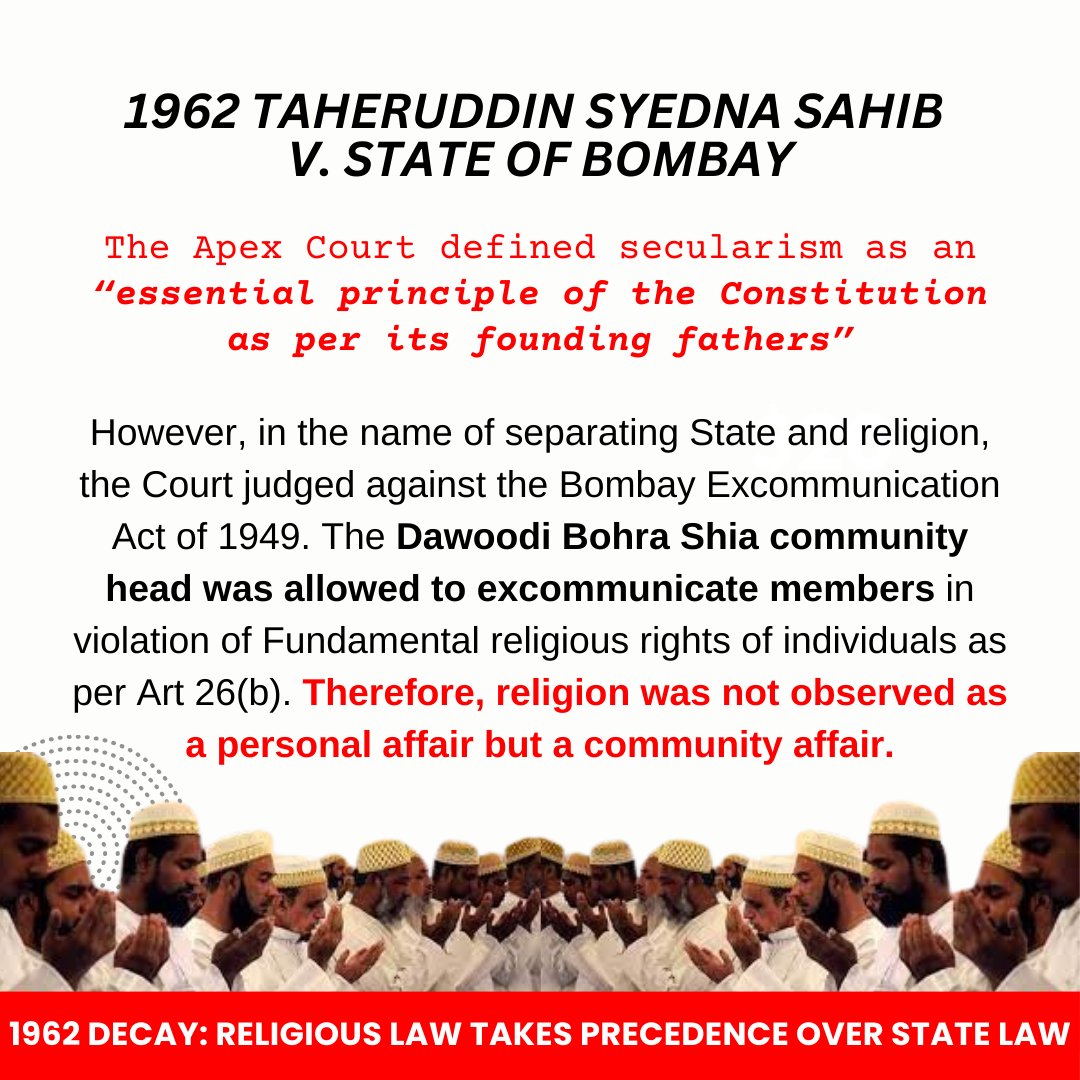 bmm_tweets's tweet photo. A timeline of events of the slow decay of the meaning of secularism in this country. Constantly redefining, trying the balancing act and decaying. In 1960s and 70s it had become clear that religious laws are taking precedence over state laws https://t.co/urpjeTSrUZ
