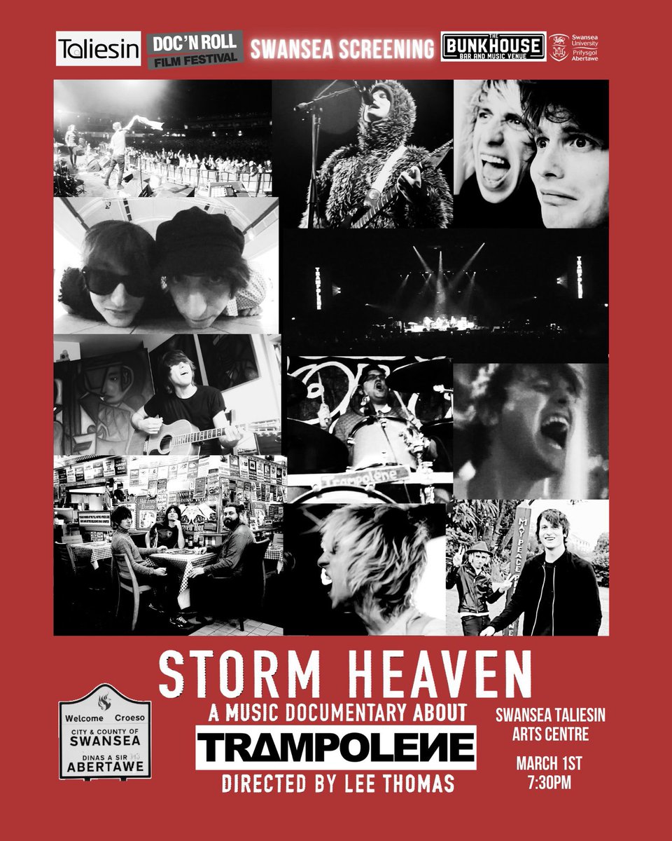 We are very pleased to announce the Trampolene film will be released in the cinema in Swansea…on St. David’s Day. We’ll be at the Taliesin performing an acoustic set and answering your questions along with director Lee…
Tickets on sale now at taliesinartscentre.co.uk/en/cinema?id=5…
#Swansea