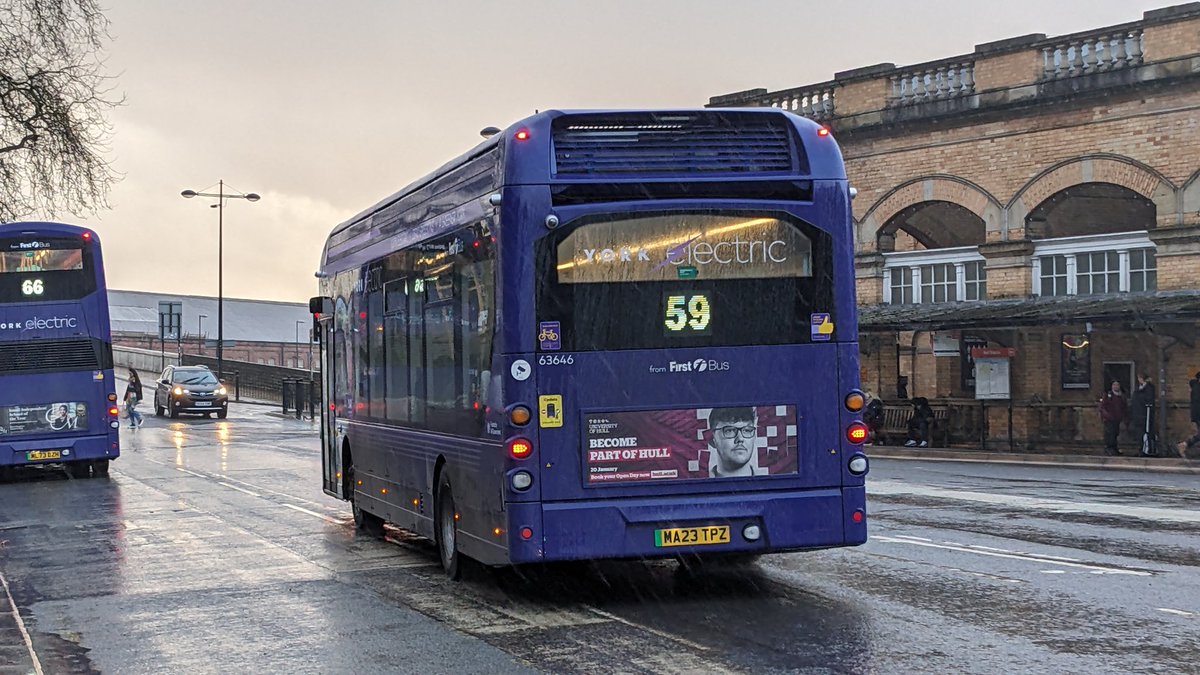 A GB Kite on the 59!! How odd.. I did a journey on this from Clifford Street to Railway Station and it was quite odd #bus #ukbus #firstbus #firstyork #york #yorkbus #gbkite