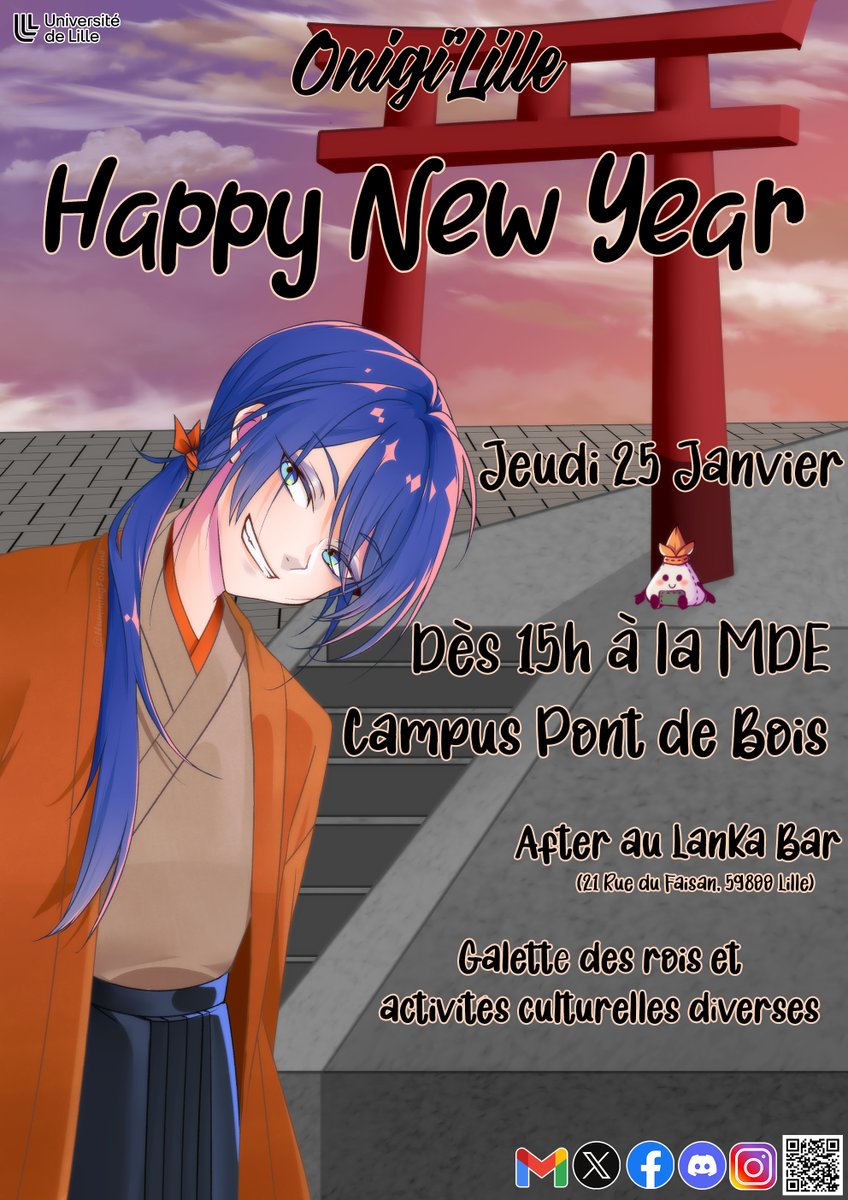 ONIGILILLE's tweet photo. 🎉 Venez fêter la nouvelle année avec nous ! 🎉

📅 Nous vous invitons au premier événement de l’année 2024 pour célébrer tous ensemble le Nouvel An. Rendez-vous le jeudi 25 janvier à partir de 15H à la MDE (campus Pont-de-Bois). https://t.co/ipQPqvInDI