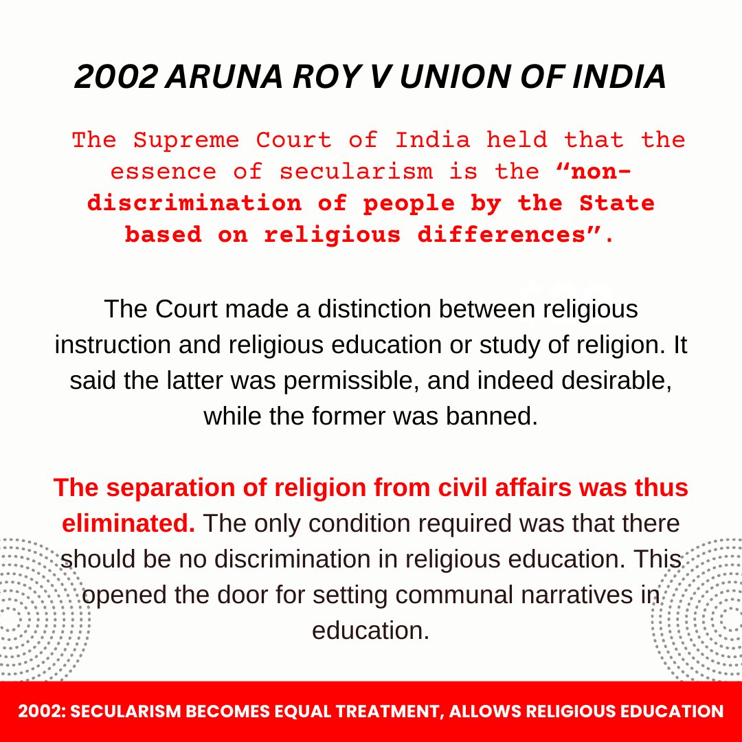 bmm_tweets's tweet photo. The events leading up to Babri demolition, secularism was no longer a separation of state and religion. Religion became very much a part of civil affairs and the Courts hoped that the State would at least maintain neutrality by not mixing Politics and Religion https://t.co/5yvwE3jiLC
