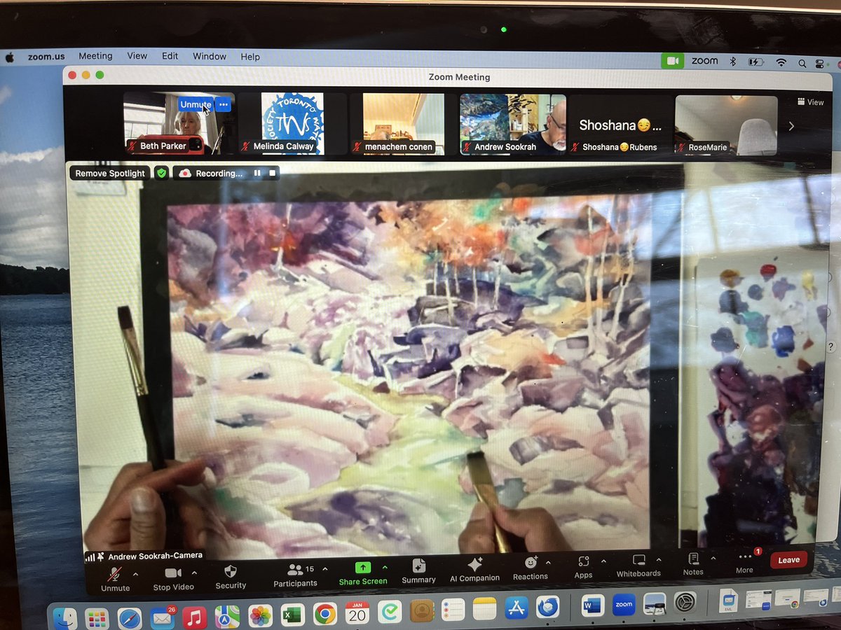 TWSwatercolours's tweet photo. Andrew Cheddie Sookra presented a masterful online workshop on painting a winter landscape in acrylic on paper for TWS members in January. Inspiring work, Andrew! https://t.co/6iJJdaQhTA