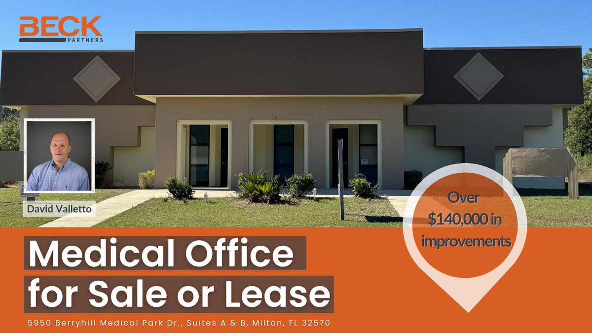 _TeamBeck's tweet photo. 𝐎𝐯𝐞𝐫 $140k 𝐢𝐧 𝐢𝐦𝐩𝐫𝐨𝐯𝐞𝐦𝐞𝐧𝐭𝐬! 𝗦𝗮𝗹𝗲 𝗼𝗿 𝗟𝗲𝗮𝘀𝗲. 4,876 SF office in Berryhill Medical Park next to Santa Rosa Medical Center. ✅New exterior paint, roof &amp; resurfaced parking lot with new striping✅ Improved landscaping. More info:  https://t.co/B4yI9ZcwlZ https://t.co/RK1tzZOcqm