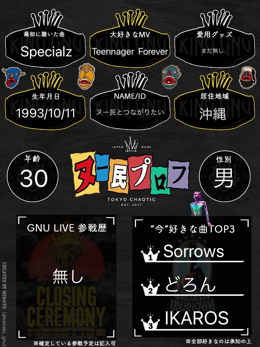 FpQy2's tweet photo. @minato_gnu 様
お借りしました🙇‍♂️

あと、気になってるのですが
ヌー民の発音を心優しき方教えてください

#KingGnu 
#ヌー民とつながりたい
#ヌー民の発音 https://t.co/yNAx1WFmes
