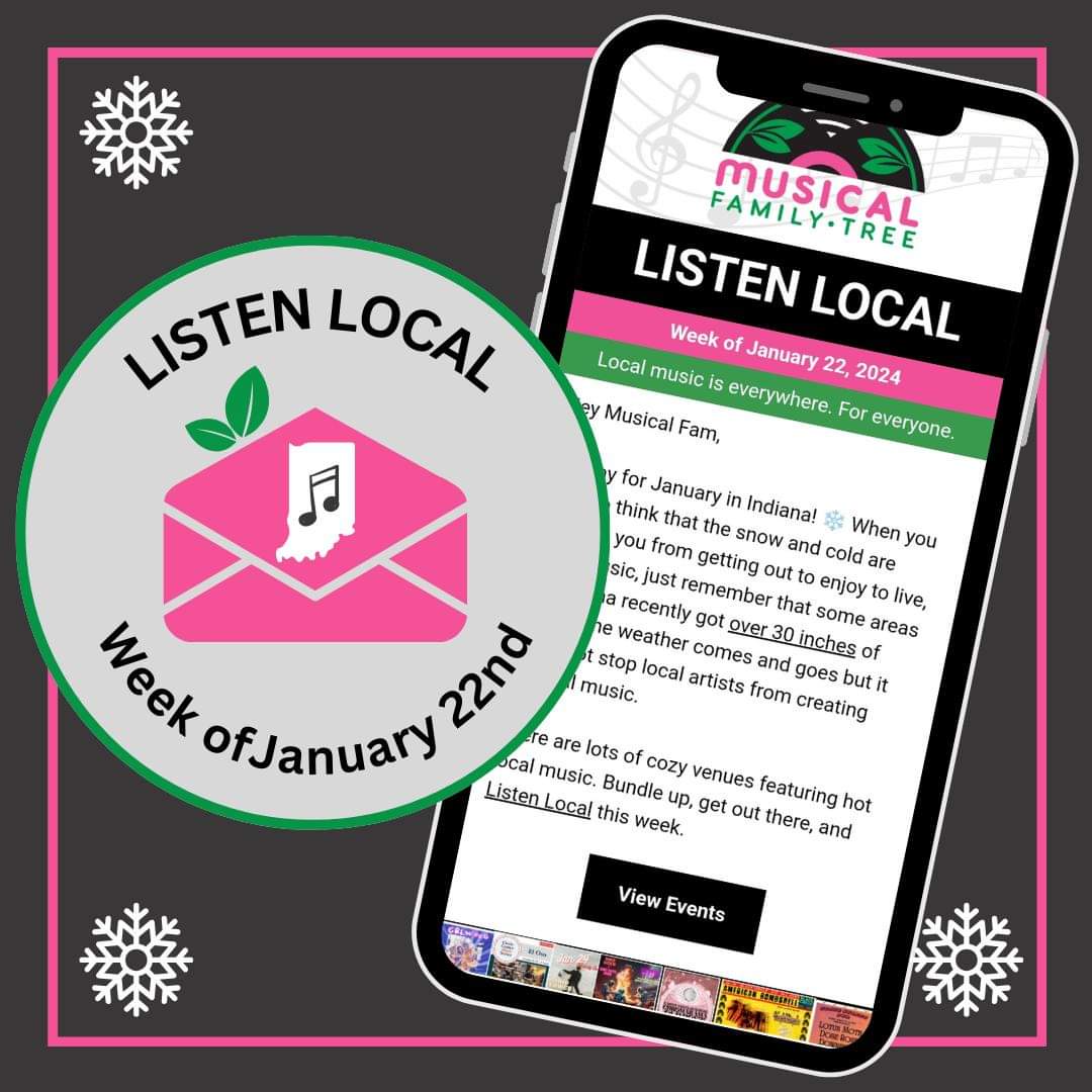 Hooray for January in Indiana! ❄️ Check your inbox for this week's Listen Local newsletter. There are lots of cozy venues featuring hot local music. Bundle up, get out there, and Listen Local this week. #listenlocal