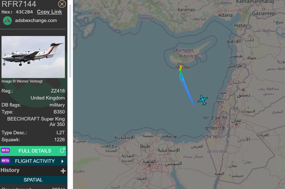 UK MIL RFR7144 B350 Special Ops returning from Israel. This callsign - sometimes RFR7145 - has been flying this route almost daily since Dec 3.