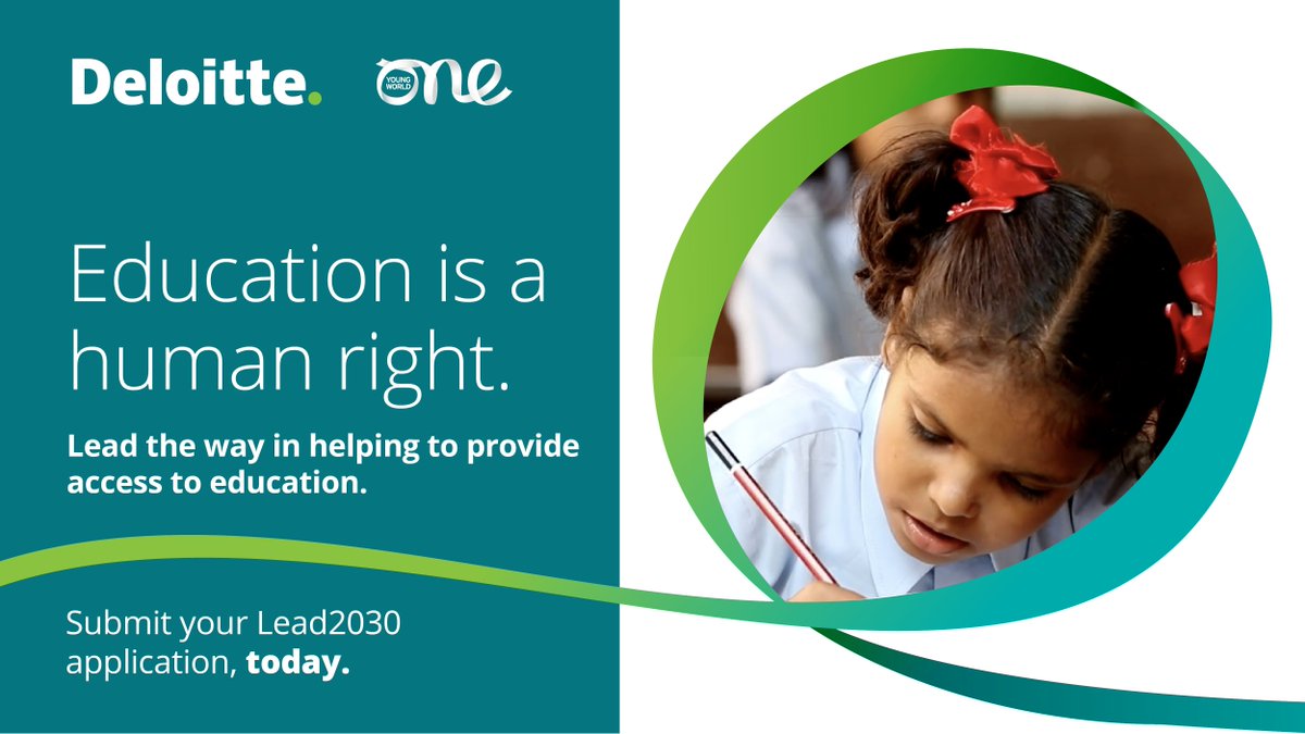 Deloitte's tweet photo. Calling all entrepreneurs who are passionate about #education! This could be your opportunity to help #buildbetterfutures. Submit your #Lead2030 application, today: https://t.co/kun53OsQOt
#ImpactThatMatters #SDG4 #youngleaders https://t.co/AwEsSYNOVo