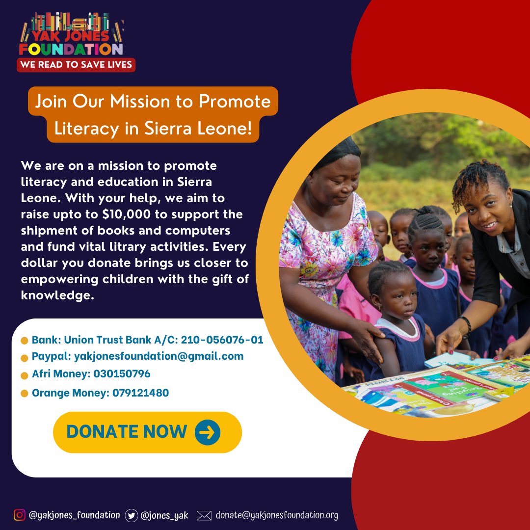 jones_yak's tweet photo. π Touch a heart, build a mind. Join our mission to raise $10k for literacy in Sierra Leone. Ship books π, open minds π‘, create futures π.
#wereadtosavelives https://t.co/RMnTyc3ydd