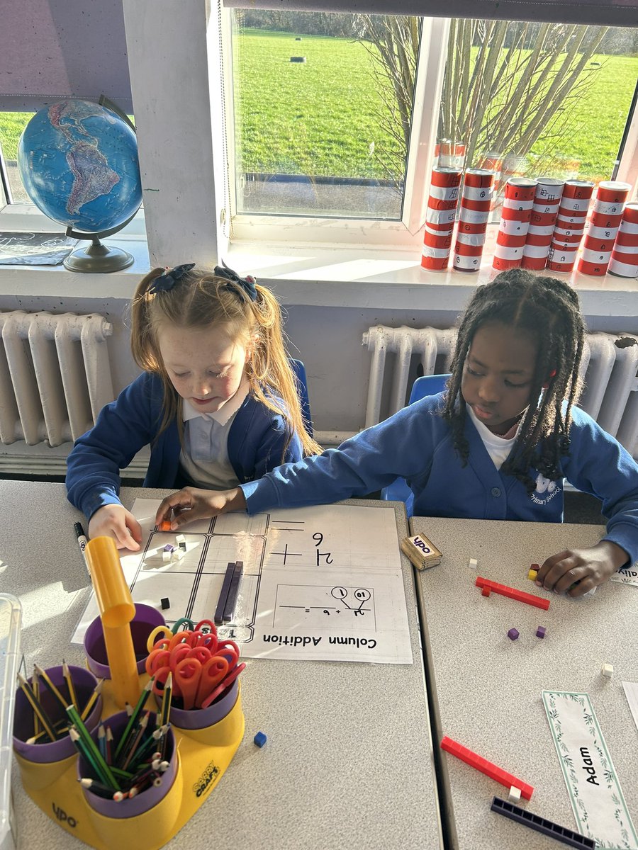 PCPPandas's tweet image. In maths today, we used the dienes to familiarise ourselves with column addition in a practical way. #pcpmaths