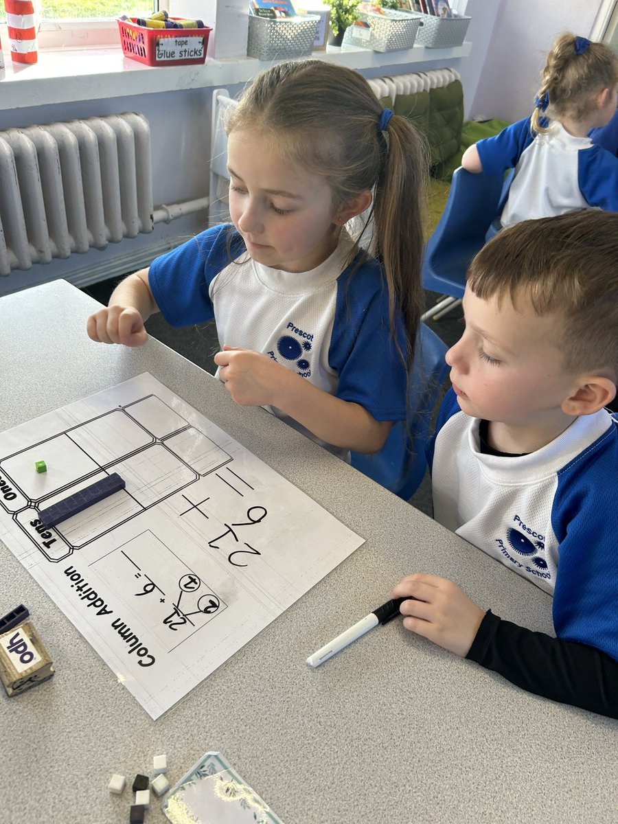 PCPPandas's tweet image. In maths today, we used the dienes to familiarise ourselves with column addition in a practical way. #pcpmaths