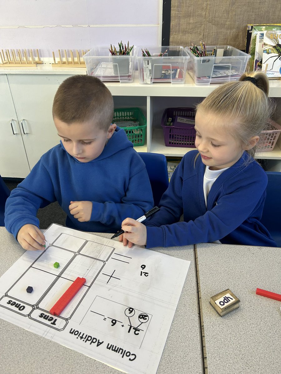 PCPPandas's tweet image. In maths today, we used the dienes to familiarise ourselves with column addition in a practical way. #pcpmaths