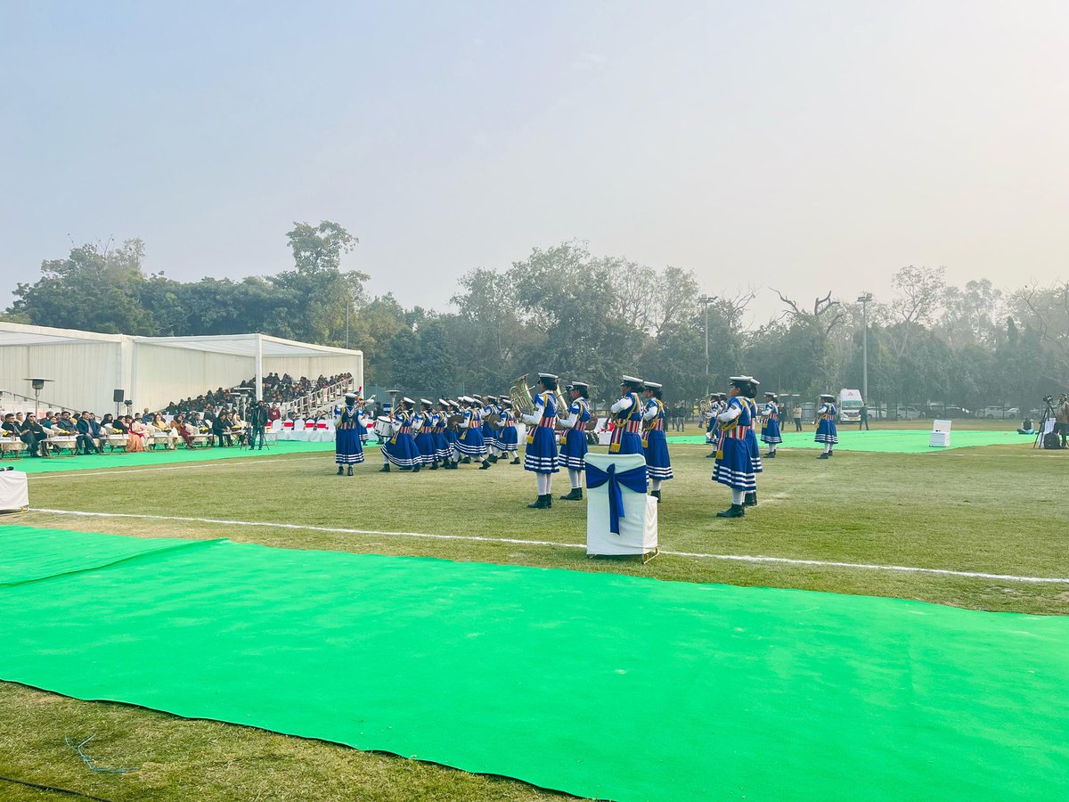 NCC_KER_LAK_DTE's tweet photo. Lakshadweep Band team was invited for the Grand finale of the National School Band Competition for a special performance at Major Dhyanchand National Stadium organised by Ministry of Education. https://t.co/rFYrfIFkDa