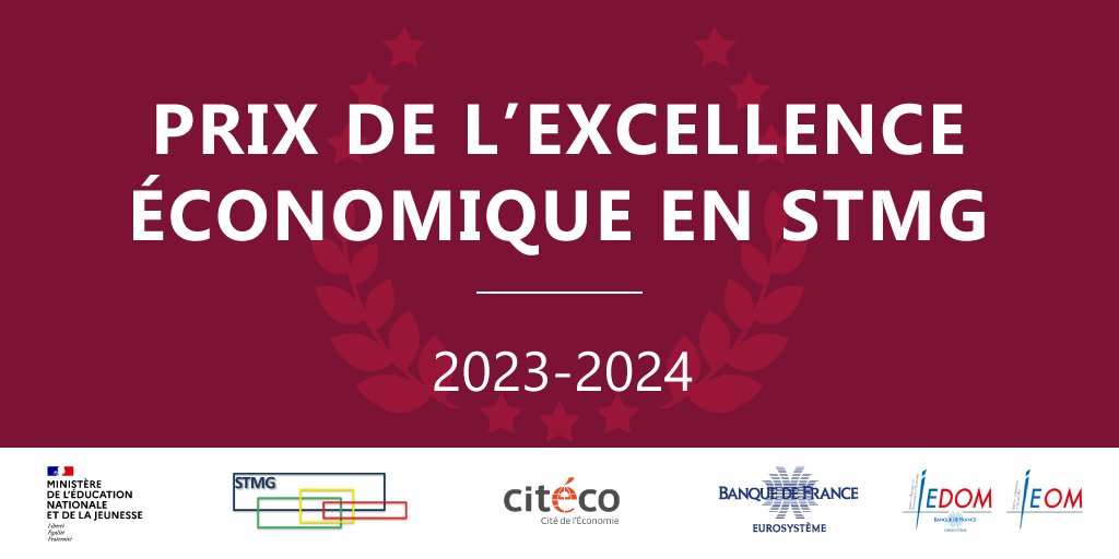 EDUCFI_BDF's tweet photo. 🏆 Félicitations aux lauréats nationaux du Prix de l’Excellence Economique en #STMG !
🥇 Melvyn FLEYS, lycée G. Tillion, Castelnaudary
🥈 Noémi Saint-Jean, lycée V. Schoelcher, Fort-de-France
🥉 Léa Paul Newman, protectorat St Joseph, Aulnay-sous-Bois
👉 https://t.co/JqBUBrbbip https://t.co/dr22J0NSO5
