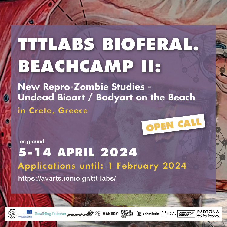itypewriter's tweet photo. Join TTTlabs: BioFeral.BeachCamp II [5-14 April 2024] in Crete: a speculative autonomous skill-share event dedicated to the understanding of assisted reproductive technology (ART). Applications https://t.co/mc1R0GfU7j until 1 Feb 2024.
@CEDeskNL https://t.co/ji2F1aavkV