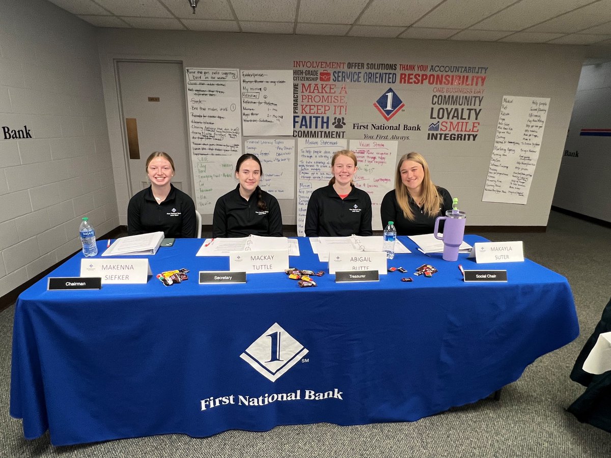 e_fnb's tweet photo. FNB's Junior Board of Directors met this month to discuss Operations. The students learned about how to choose a facility to operate their business, hiring staff, and purchasing equipment. They discussed the cost to build their product and chose a sales price. They also... https://t.co/Hww3898FhK