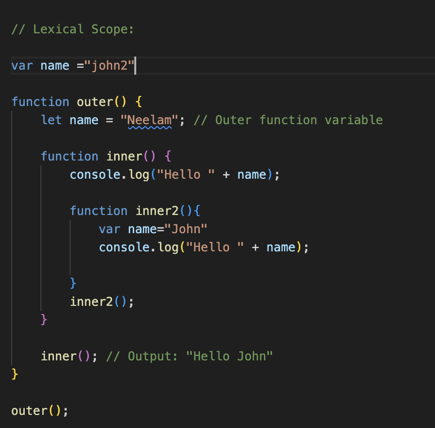 NeelamLatwal's tweet photo. Day 23 of #100DaysOfCode  Today I learn about scope in javascript .
There are three types of scopes available in JavaScript: 1. Global Scope 2. Local / Function Scope 3. Block Scope
#JavaScript #WebDevelopment #FrontEndDevelopment #DeveloperCommunity https://t.co/YSw2aNREbs