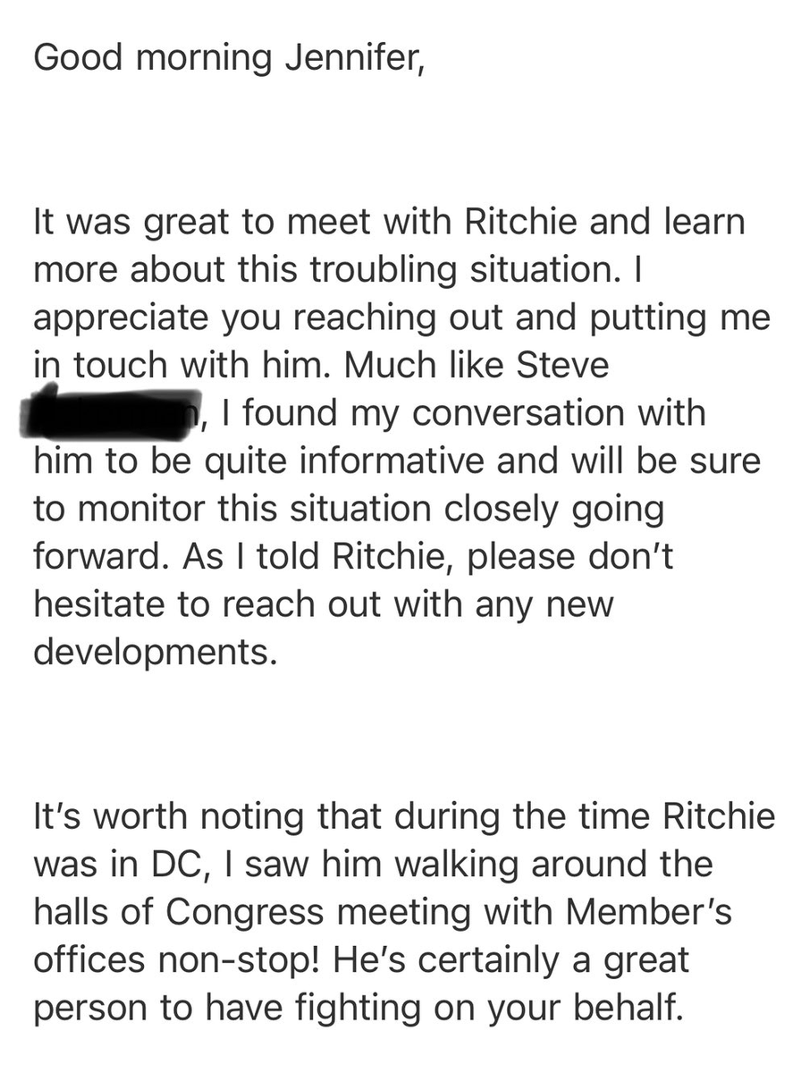 MetaGuyMarduk's tweet photo. #MMTLP 
You need to realize how powerful Richie being in DC is.

Here's an email response from an Idaho rep. Read it. Absorb it. Share it.

Let it fill you with inspiration to make calls/ send emails.

I have a list of who he's met. DM me so you don't waste your (office's) time. https://t.co/iaV3hcXJVv