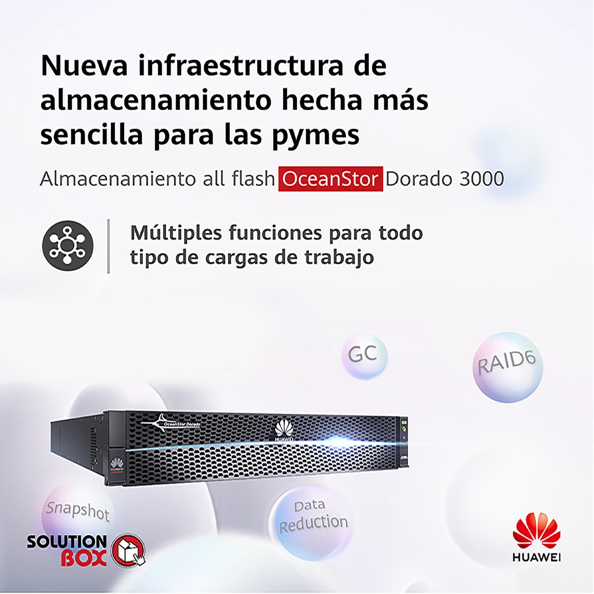 🚀 Potencia tu pyme con la nueva infraestructura de almacenamiento all-flash OceanStor Dorado 3000. Más sencillez, rendimiento óptimo y múltiples funciones para abordar cualquier carga de trabajo. 💻📈 #AlmacenamientoAllFlash #OceanStorDorado #Pymes #SolutionBox 🌐✨
