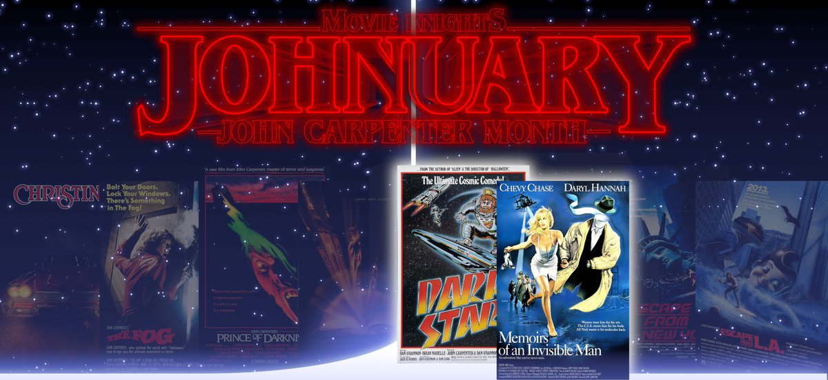 ZombiWorkshop's tweet photo. Its another Movie Monday this #JOHNUARY where we'll be watching another pair of John Carpenter films at around 8 in the discord tonight. This time it will be a couple of comedies - starting with Dark Star, and then finishing with Memoirs Of An Invisible Man... Join us if ye can! https://t.co/UOqAT2x4PW