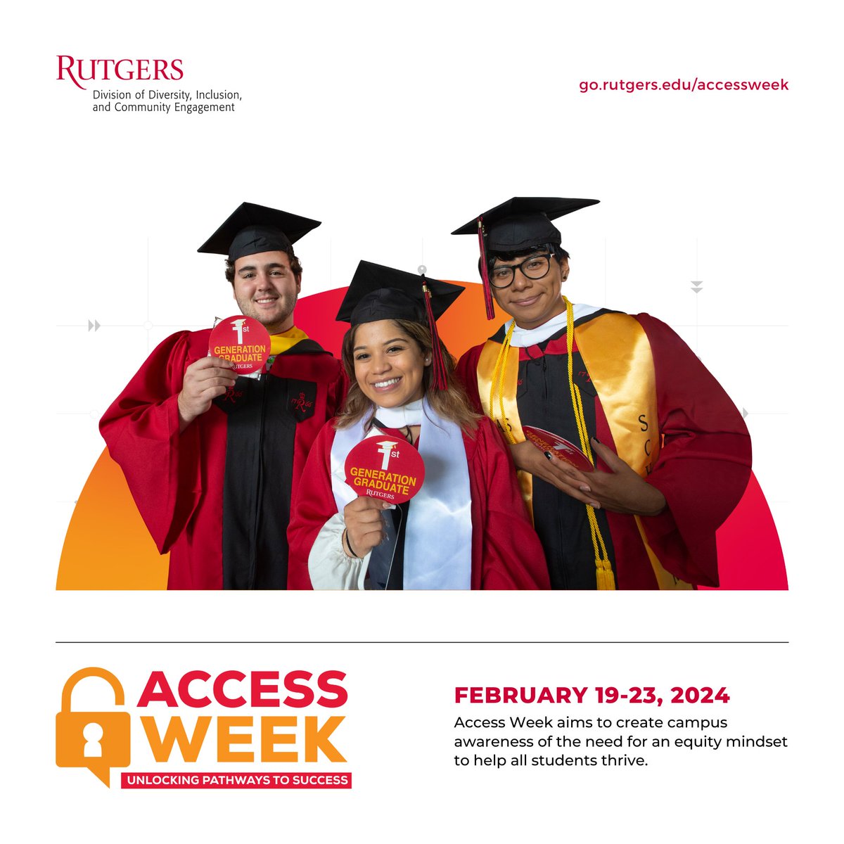 RUDiversity's tweet photo. Save the date for the 11th annual #RUAccessWeek from Feb. 19 to 23 at @RutgersNB!
Our week-long series of programming is aimed at creating campus awareness for first-generation, low-income, and other underserved student groups.
🔗 Learn more and sign up: https://t.co/7ZVtP9ipxk https://t.co/Hb1fI1dznk