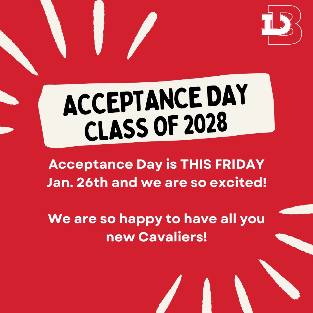 BishopDuBourg's tweet photo. Acceptance Day is Friday! If you want to be a Cavalier you can apply here and join the Cavalry! π
Copy & Paste this link to apply Today! π
https://t.co/MQcuuPp6Nq https://t.co/CP9Pp9UIhW